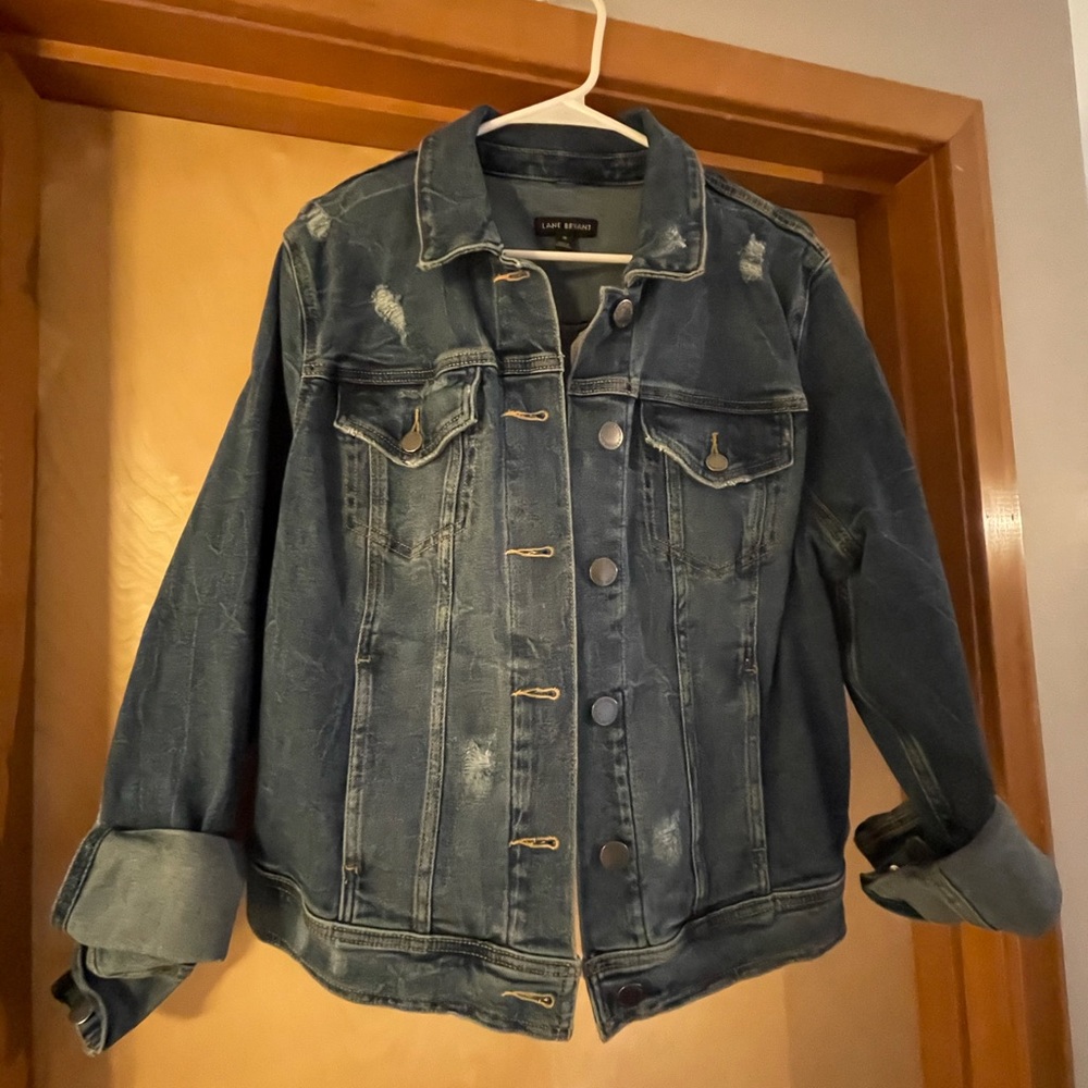 LANE BRYANT Lightly Distressed Denim Jacket